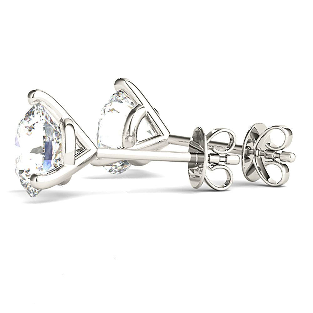 Three Prong Diamond Stud Earrings-VIRABYANI